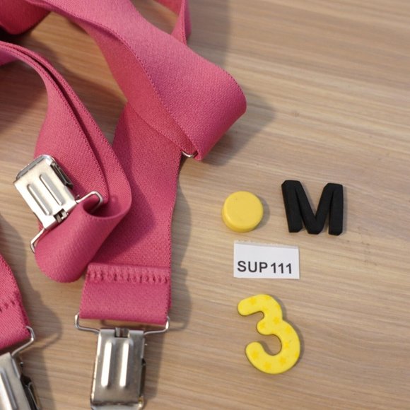 Suspender‎ Mens Pink Clip On X Back Adjustable Strap Stretch Prom Bright Adult - Picture 8 of 8